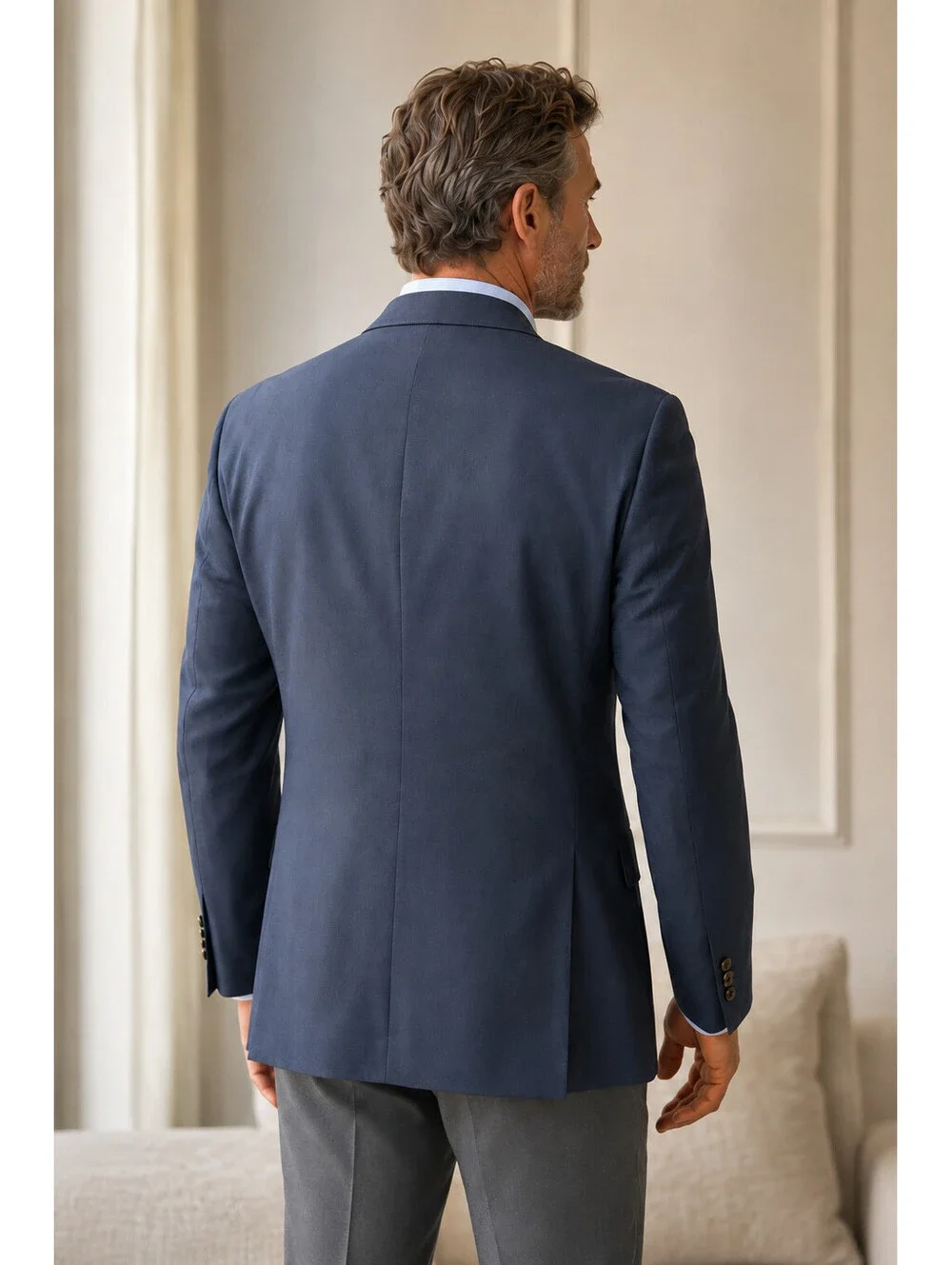 Canali Proposta Bernini Beverly Hills Navy Blue Wool Crested Blazer Mens 46 L